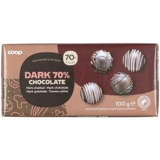 Coop leivontasuklaa 70 % tumma 100 g kalorit ja ravintosisältö - 534 kcal