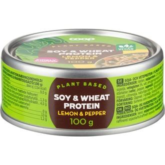 Coop soija- ja vehnäproteiini hiutaleena sitruuna ja pippuri 100 g kalorit ja ravintosisältö - 154 kcal