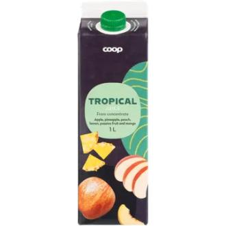 Coop trooppinen hedelmätäysmehu 1 l kalorit ja ravintosisältö