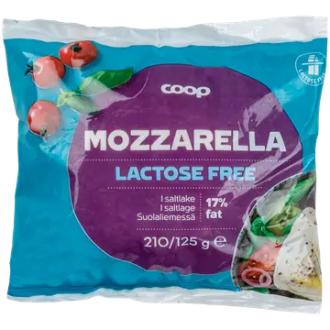 Coop mozzarella laktoositon 210/125 g kalorit ja ravintosisältö