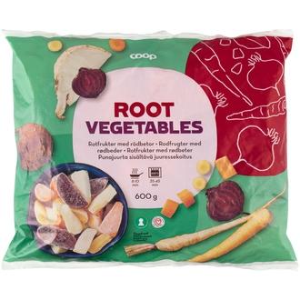 Coop juuressekoitus punajuurella 600 g pakaste kalorit ja ravintosisältö - 43 kcal