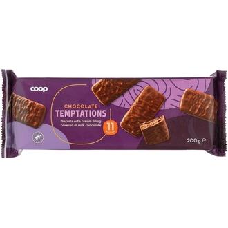Coop Chocolate Temptations täytekeksi 200 g kalorit ja ravintosisältö - 513 kcal