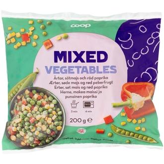 Coop herne-maissi-paprika 200 g pakaste kalorit ja ravintosisältö - 85 kcal
