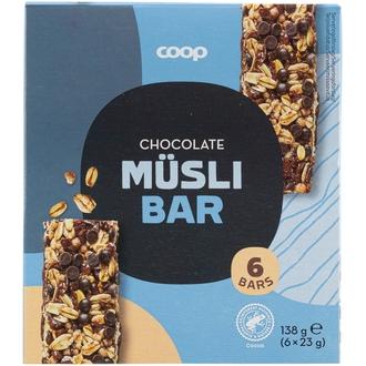 Coop myslipatukka suklaa 6 kpl 138 g kalorit ja ravintosisältö - 404 kcal