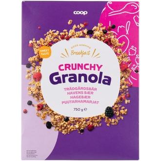Coop crunchy granola puutarhamarjat 750 g kalorit ja ravintosisältö - 448 kcal