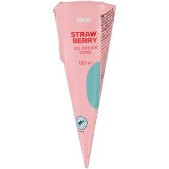 Coop jäätelötuutti mansikka 120 ml/69 g kalorit ja ravintosisältö - 244 kcal