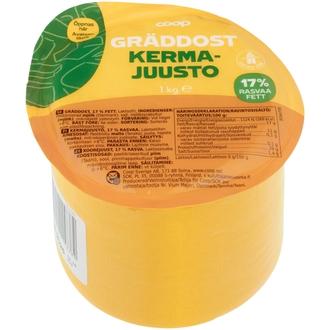 Coop kermajuusto 17% 1 kg kalorit ja ravintosisältö - 269 kcal