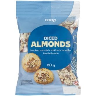 Coop mantelirouhe kuorimattomista manteleista 80 g kalorit ja ravintosisältö - 616 kcal