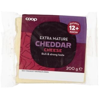 Coop cheddarjuusto kypsytetty 12 kk 200 g kalorit ja ravintosisältö - 415 kcal