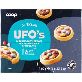 Coop UFO's täytekeksi 140 g kalorit ja ravintosisältö - 505 kcal