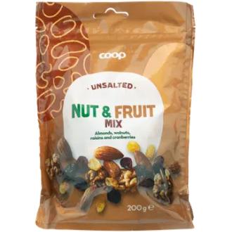 Coop pähkinä- ja hedelmäsekoitus 200 g suolaamaton kalorit ja ravintosisältö - 505 kcal