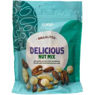 Coop Delicious nut mix pähkinäsekoitus suolaamaton 200g kalorit ja ravintosisältö - 694 kcal