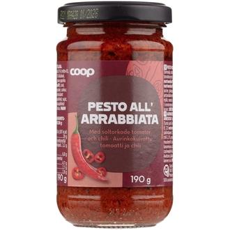 Coop Pesto All' Arrabbiata aurinkokuivattu tomaatti ja chili 190 g kalorit ja ravintosisältö - 307 kcal