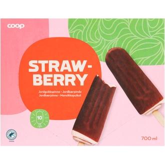 Coop mansikkajäätelöpuikko 10 kpl 700 ml/390 g kalorit ja ravintosisältö - 281 kcal