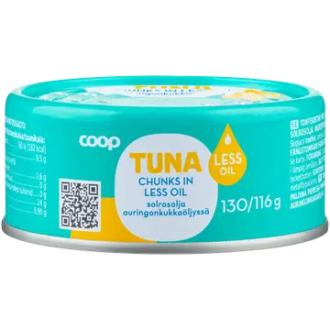 Coop tonnikala paloina pienessä määrässä auringonkukkaöljyä MSC 130/116 g kalorit ja ravintosisältö