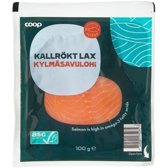 Coop Kylmäsavulohiviipaleet ASC 100g kalorit ja ravintosisältö - 179 kcal