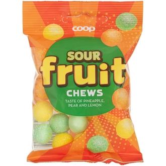 Coop Sour Fruit chews makeissekoitus 80 g kalorit ja ravintosisältö - 376 kcal