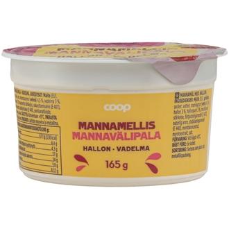 Coop mannavälipala vadelma 165 g kalorit ja ravintosisältö - 138 kcal