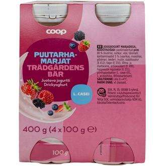 Coop juotava jogurtti puutarhamarjat 4x100g kalorit ja ravintosisältö - 64 kcal