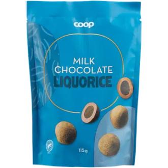 Coop lakritsikuulat maitosuklaalla 115 g kalorit ja ravintosisältö