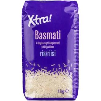 Xtra Basmati pitkäjyväinen riisi 1 kg kalorit ja ravintosisältö