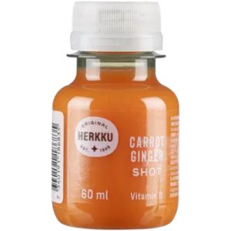 Herkku porkkana-inkiväärishot+D-vit 60 ml kalorit ja ravintosisältö - 38 kcal