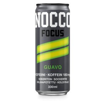 Nocco Focus Guavo sokeriton energiajuoma 0,33l kalorit ja ravintosisältö - 2 kcal