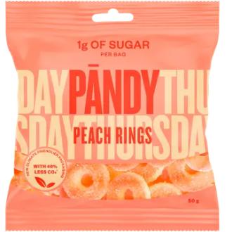 Pändy Peach Rings makeispussi 50g kalorit ja ravintosisältö
