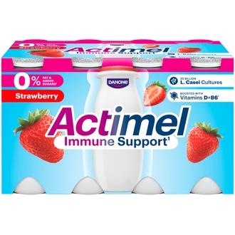 Danone Actimel mansikka jogurttijuoma ei lisättyä sokeria 8x100g kalorit ja ravintosisältö - 27 kcal