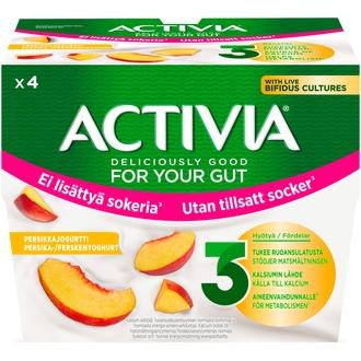 Danone Activia Persikkajogurtti - Ei Lisättyä Sokeria 4x125g kalorit ja ravintosisältö