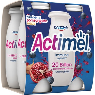 Danone Actimel jogurttijuoma 4x100g mustikka-granaattiomena-maca kalorit ja ravintosisältö