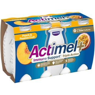 Danone Actimel juotava jogurtti persikka-passionhedelmä 8x100g kalorit ja ravintosisältö
