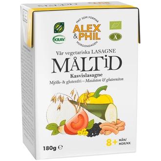 Alex&Phil Kasvislasagne Luomuateria 180G Alkaen 8Kk, Maidoton&Gluteeniton, Vegaaninen kalorit ja ravintosisältö - 97 kcal