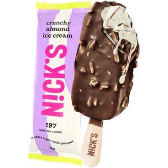 Nick's Crunchy Almond jäätelö 76g / 90ml kalorit ja ravintosisältö