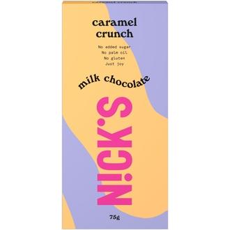 Nick’s Milk Chocolate Caramel Crunch suklaalevy 75g kalorit ja ravintosisältö