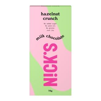 Nick's hasselpähkinä maitosuklaalevy 75g kalorit ja ravintosisältö