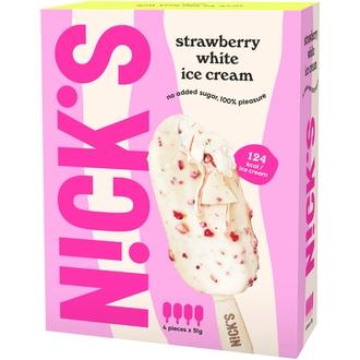 Nick's Strawberry White jäätelöt 4kpl 51g/60ml kalorit ja ravintosisältö
