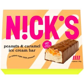 Nick's Peanuts & Caramel jäätelöt 4kpl 49g/70ml kalorit ja ravintosisältö - 342 kcal