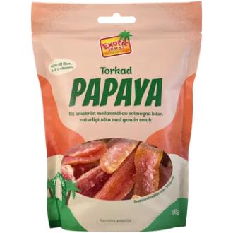 Exotic Snacks Kuivattu Papaija 180g kalorit ja ravintosisältö - 341 kcal