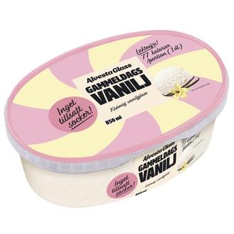 Alvesta Glass Gammaldags Vanilj laktoositon vaniljajäätelö ilman lisättyä sokeria 850ml kalorit ja ravintosisältö - 158 kcal