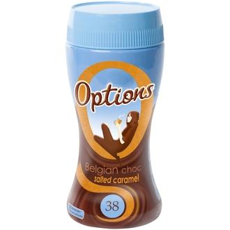 Options Salted Caramel kaakaojuomajauhe 220g kalorit ja ravintosisältö