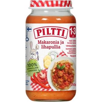 Piltti Taapero 250g Makaronia ja lihapullia lastenateria 1-3v kalorit ja ravintosisältö
