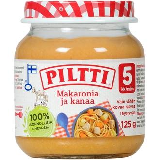 Piltti 125g Makaronia ja kanaa lastenateria 5kk kalorit ja ravintosisältö