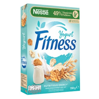 Nestlé Fitness 350g Yogurtflakes hiutaleita täysjyvävehnästä-, -kaurasta ja riisistä sekä jogurttikuorrutettuja hiutaleita kalorit ja ravintosisältö