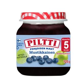 Piltti Pohjoisen maut 125g Mustikkainen marja- ja hedelmäsose 5kk kalorit ja ravintosisältö