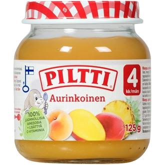 Piltti 125G Aurinkoinen Hedelmäsose 4Kk kalorit ja ravintosisältö