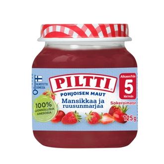 Piltti Pohjoisen Maut 125G Mansikkaa Ja Ruusunmarjaa Marjasose 5Kk kalorit ja ravintosisältö - 34 kcal