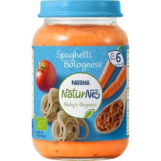 Nestlé Naturnes 190G Luomu Spaghetti Bolognese Lastenateria 6Kk kalorit ja ravintosisältö