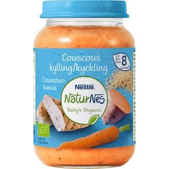 Nestlé Naturnes 190G Luomu Couscous-Kanaa Lastenateria 8Kk kalorit ja ravintosisältö - 57 kcal