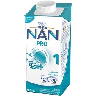 Nestlé Nan 200Ml Pro 1 Maitopohjainen Käyttövalmis Äidinmaidonkorvike kalorit ja ravintosisältö
